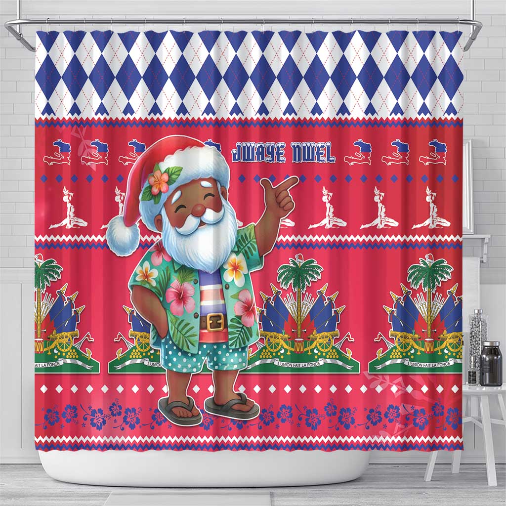 Afro Haiti Christmas Shower Curtain Haitian Santa Jwaye Nwel - African Pride