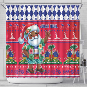 Afro Haiti Christmas Shower Curtain Haitian Santa Jwaye Nwel - African Pride