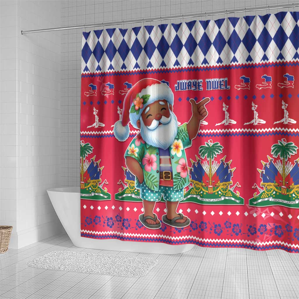 Afro Haiti Christmas Shower Curtain Haitian Santa Jwaye Nwel - African Pride