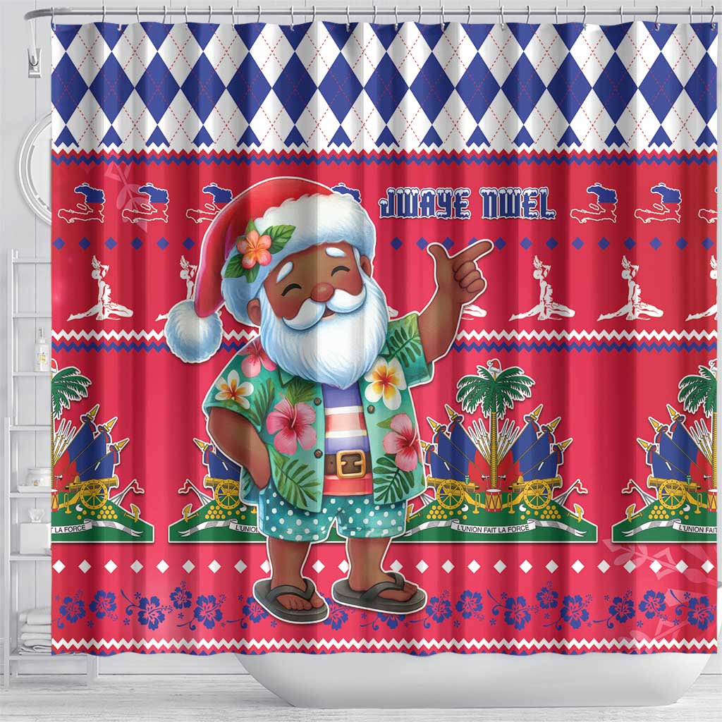Afro Haiti Christmas Shower Curtain Haitian Santa Jwaye Nwel - African Pride