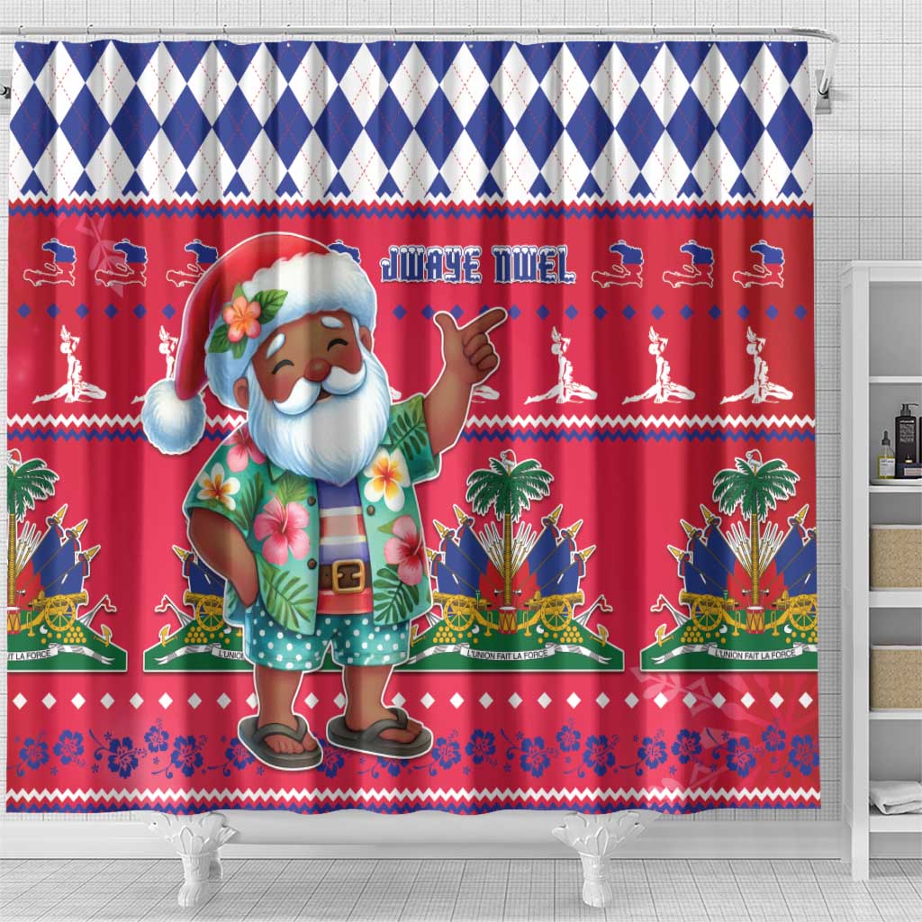 Afro Haiti Christmas Shower Curtain Haitian Santa Jwaye Nwel - African Pride