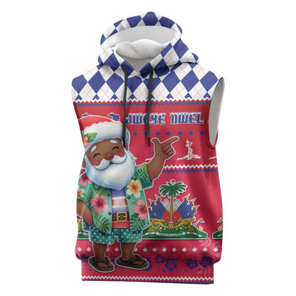 Afro Haiti Christmas Sleeveless Hoodie Haitian Santa Jwaye Nwel - African Pride