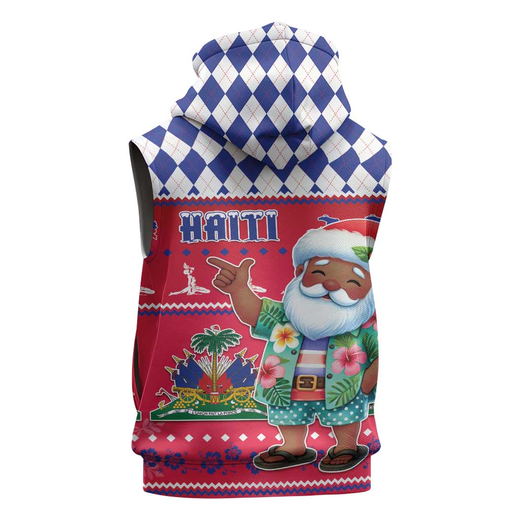 Afro Haiti Christmas Sleeveless Hoodie Haitian Santa Jwaye Nwel - African Pride
