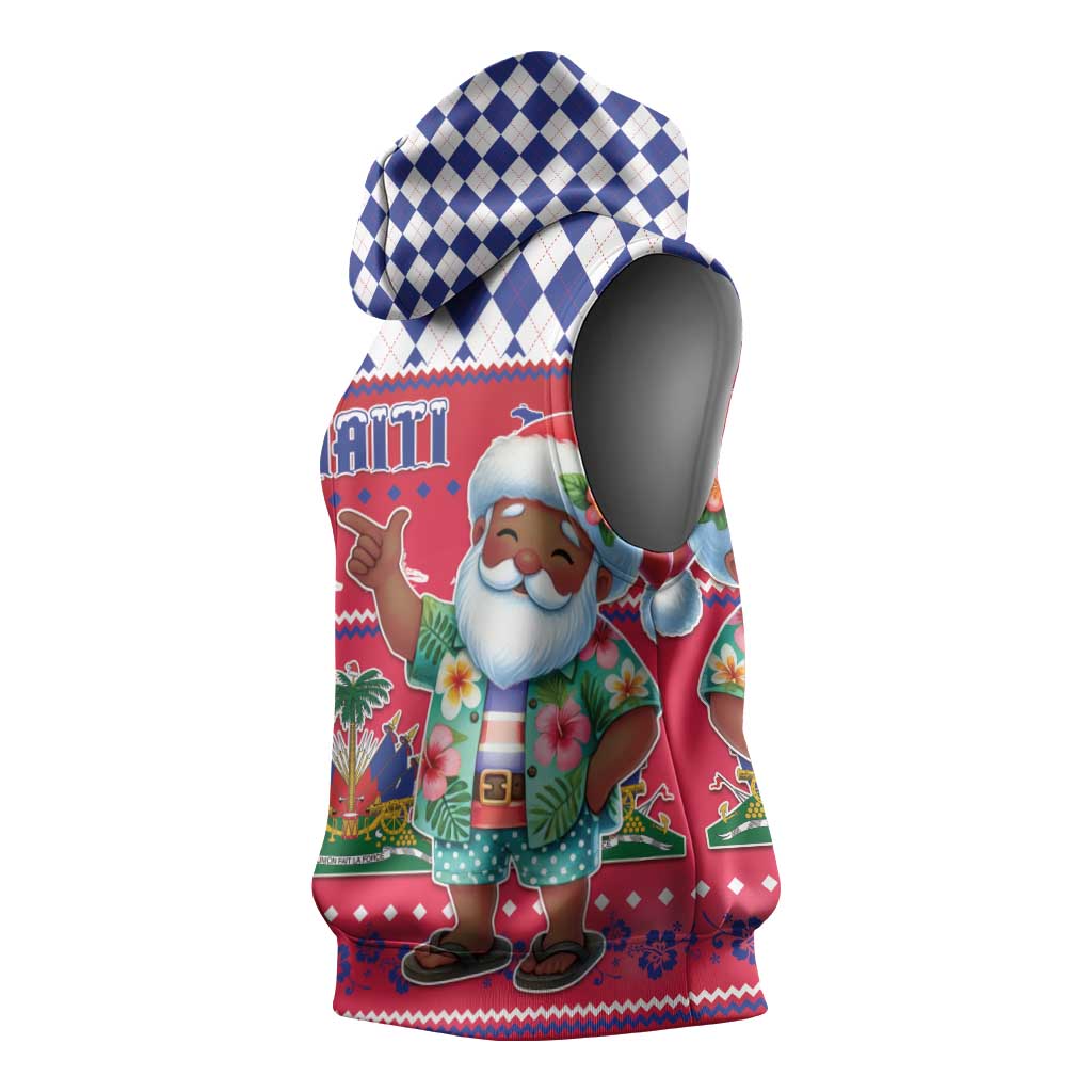 Afro Haiti Christmas Sleeveless Hoodie Haitian Santa Jwaye Nwel - African Pride