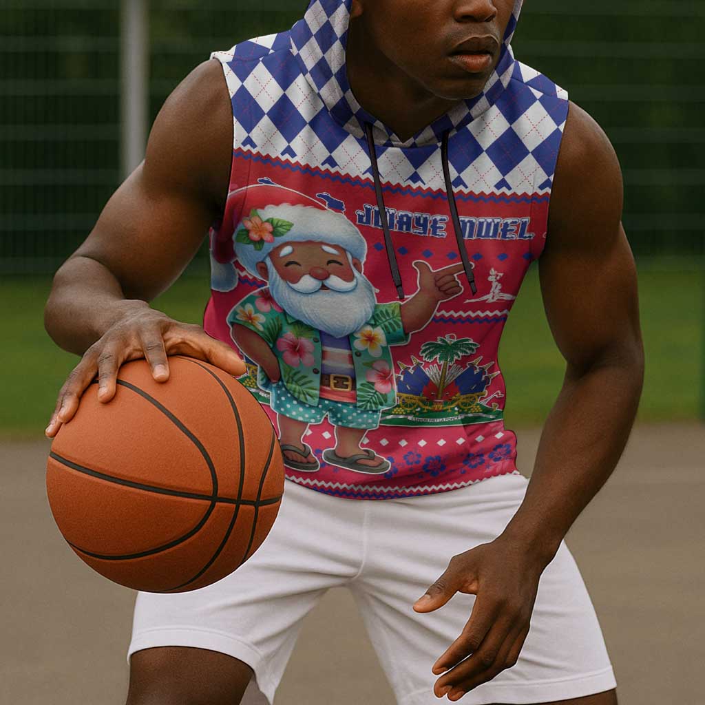 Afro Haiti Christmas Sleeveless Hoodie Haitian Santa Jwaye Nwel - African Pride