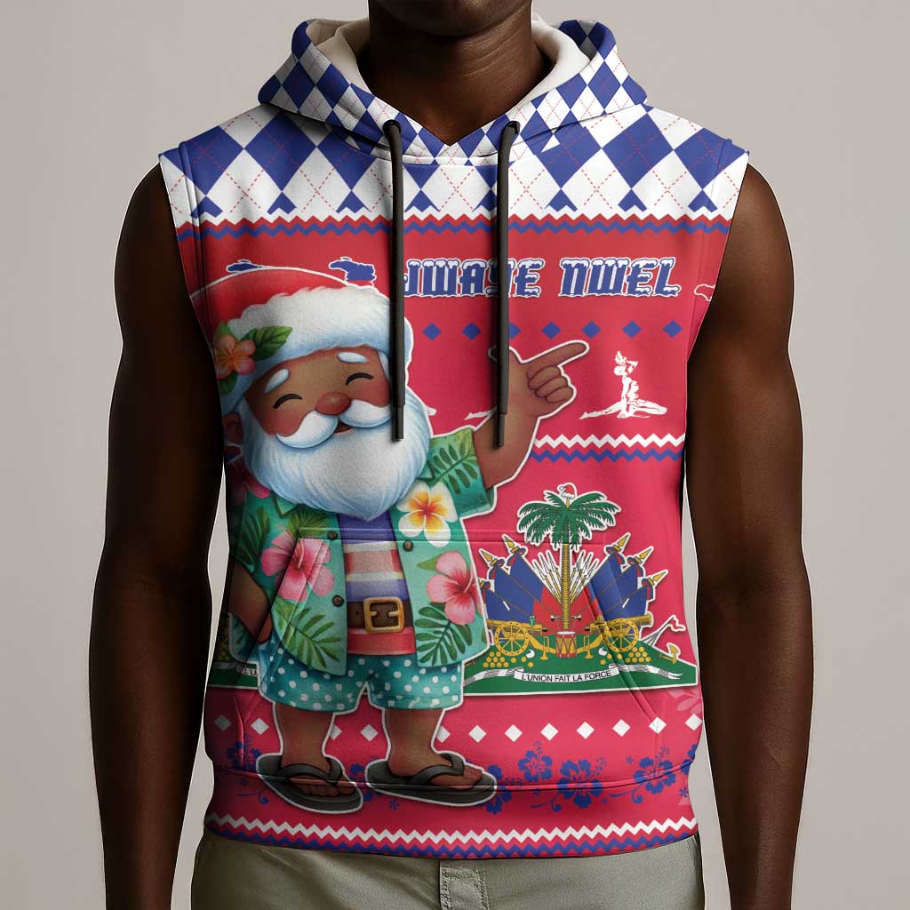 Afro Haiti Christmas Sleeveless Hoodie Haitian Santa Jwaye Nwel - African Pride