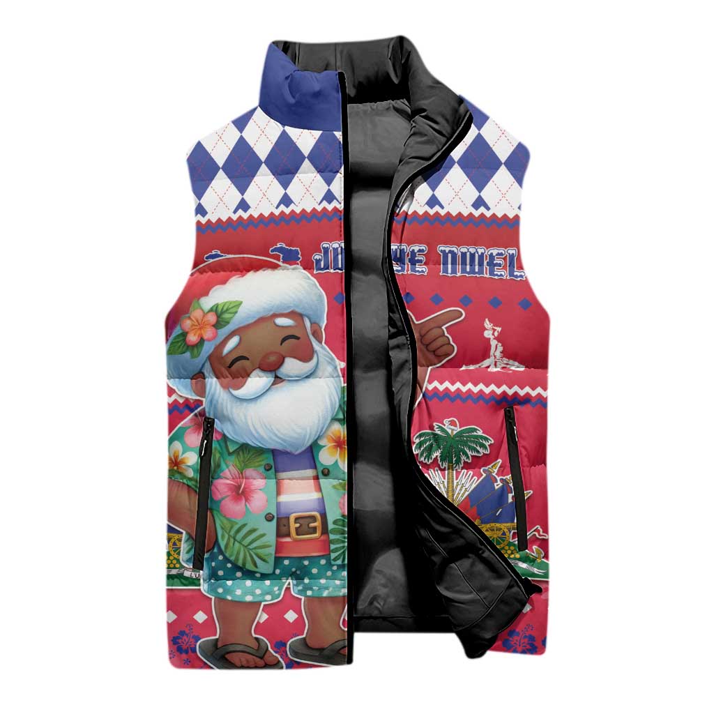 Afro Haiti Christmas Sleeveless Puffer Jacket Haitian Santa Jwaye Nwel