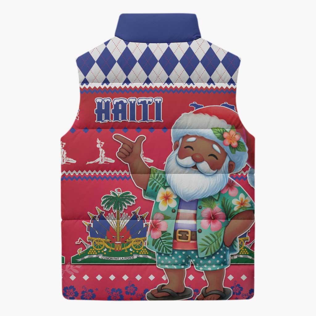 Afro Haiti Christmas Sleeveless Puffer Jacket Haitian Santa Jwaye Nwel