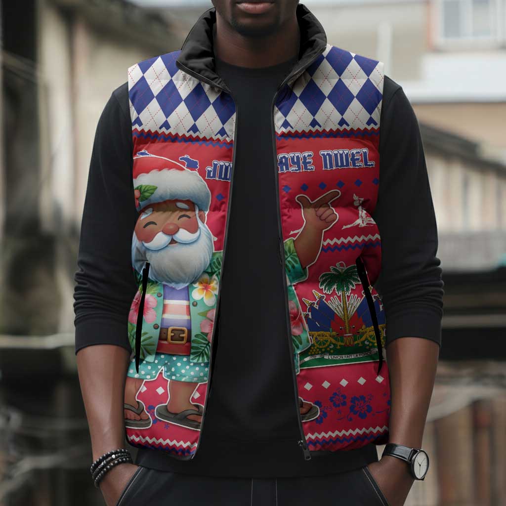 Afro Haiti Christmas Sleeveless Puffer Jacket Haitian Santa Jwaye Nwel