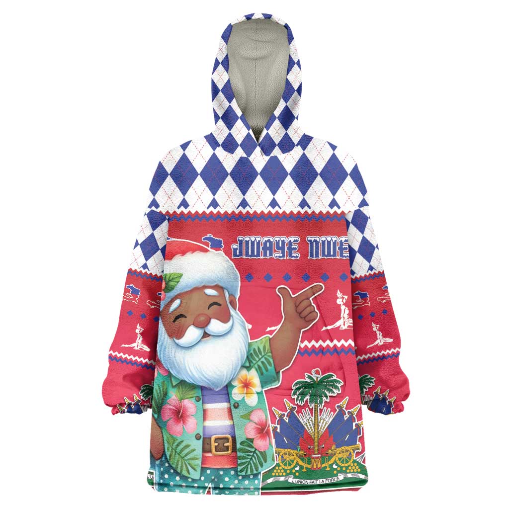 Afro Haiti Christmas Wearable Blanket Hoodie Haitian Santa Jwaye Nwel - African Pride
