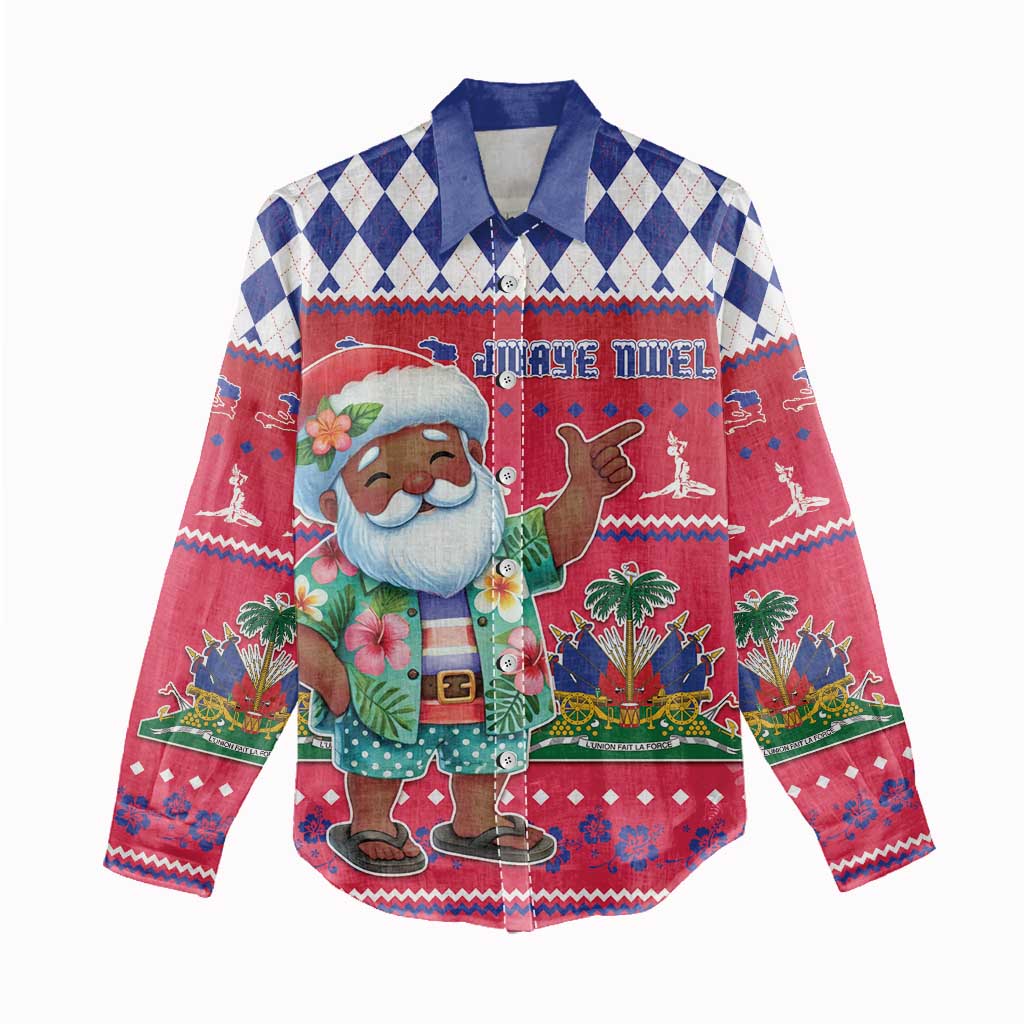 Afro Haiti Christmas Women Casual Shirt Haitian Santa Jwaye Nwel - African Pride