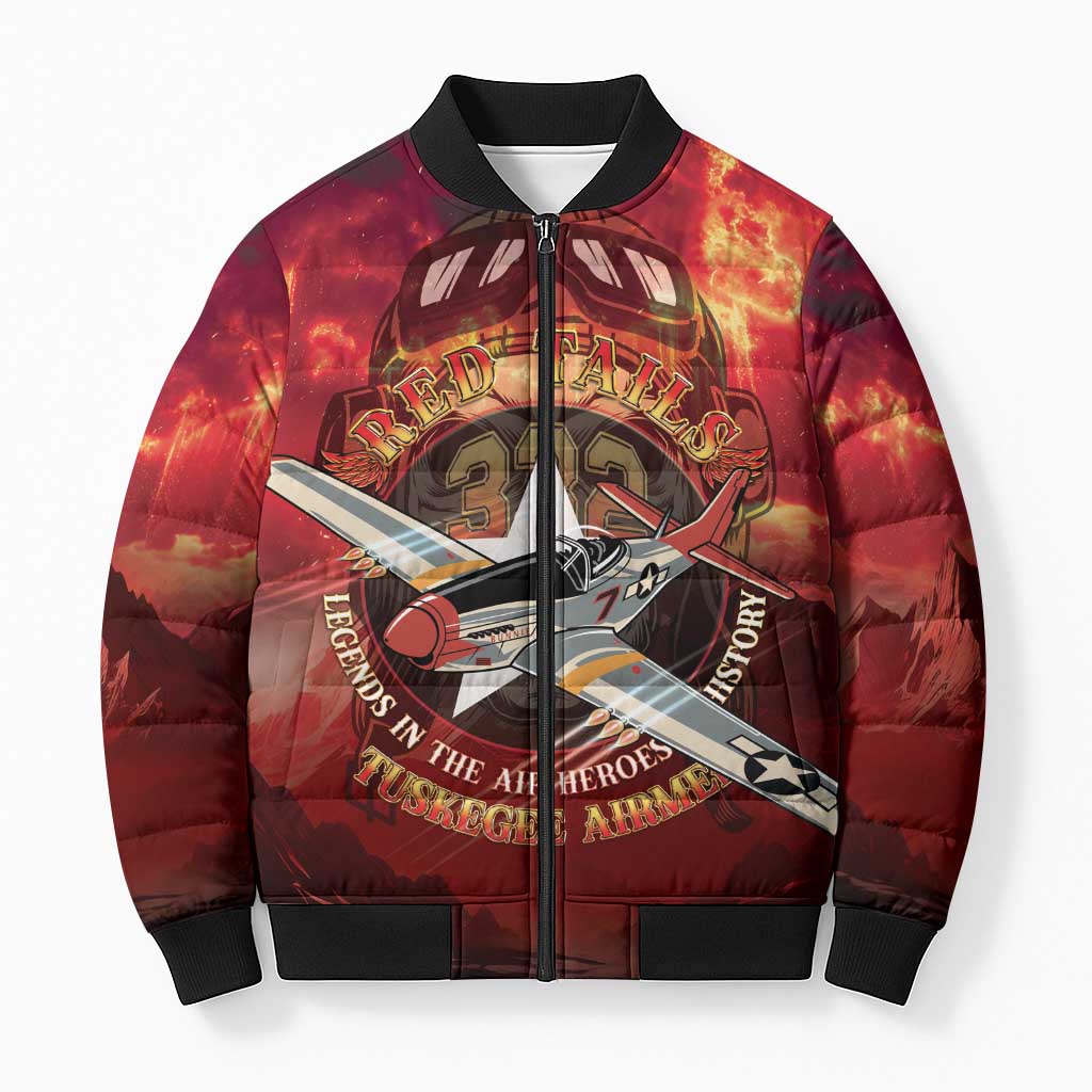 Red Tails Tuskegee Airmen Bomber Puffer Jacket Honoring The Legend