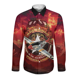 Red Tails Tuskegee Airmen Long Sleeve Button Shirt Honoring The Legend