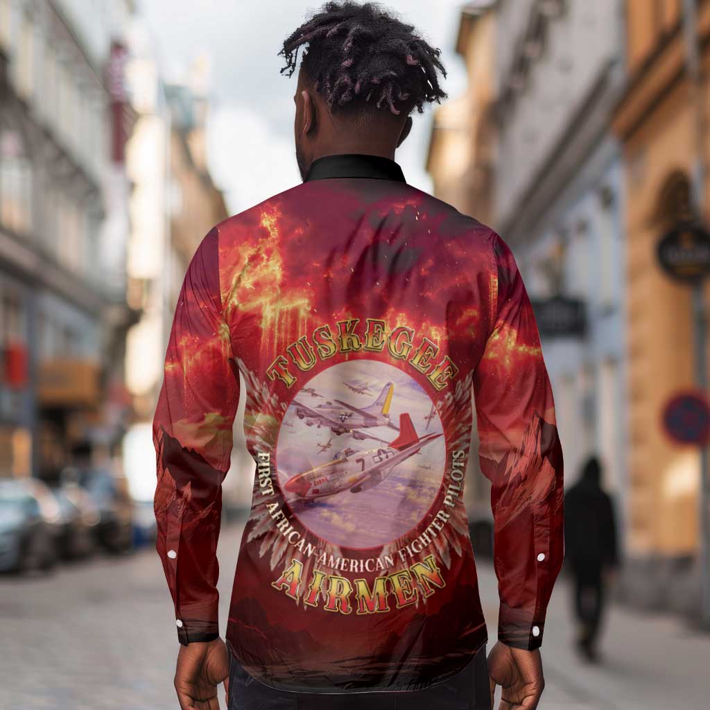 Red Tails Tuskegee Airmen Long Sleeve Button Shirt Honoring The Legend