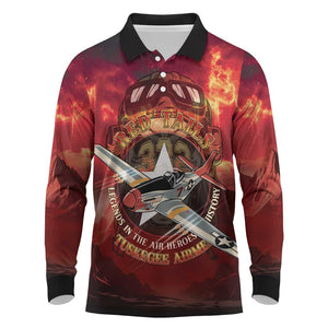 Red Tails Tuskegee Airmen Long Sleeve Polo Shirt Honoring The Legend
