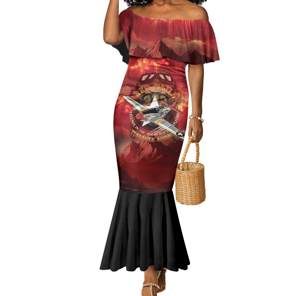 Red Tails Tuskegee Airmen Mermaid Dress Honoring The Legend