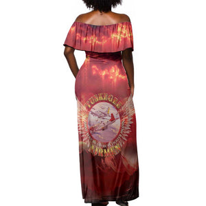 Red Tails Tuskegee Airmen Off Shoulder Maxi Dress Honoring The Legend