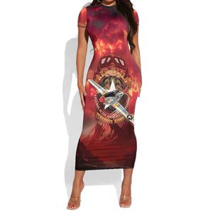 Red Tails Tuskegee Airmen Short Sleeve Bodycon Dress Honoring The Legend