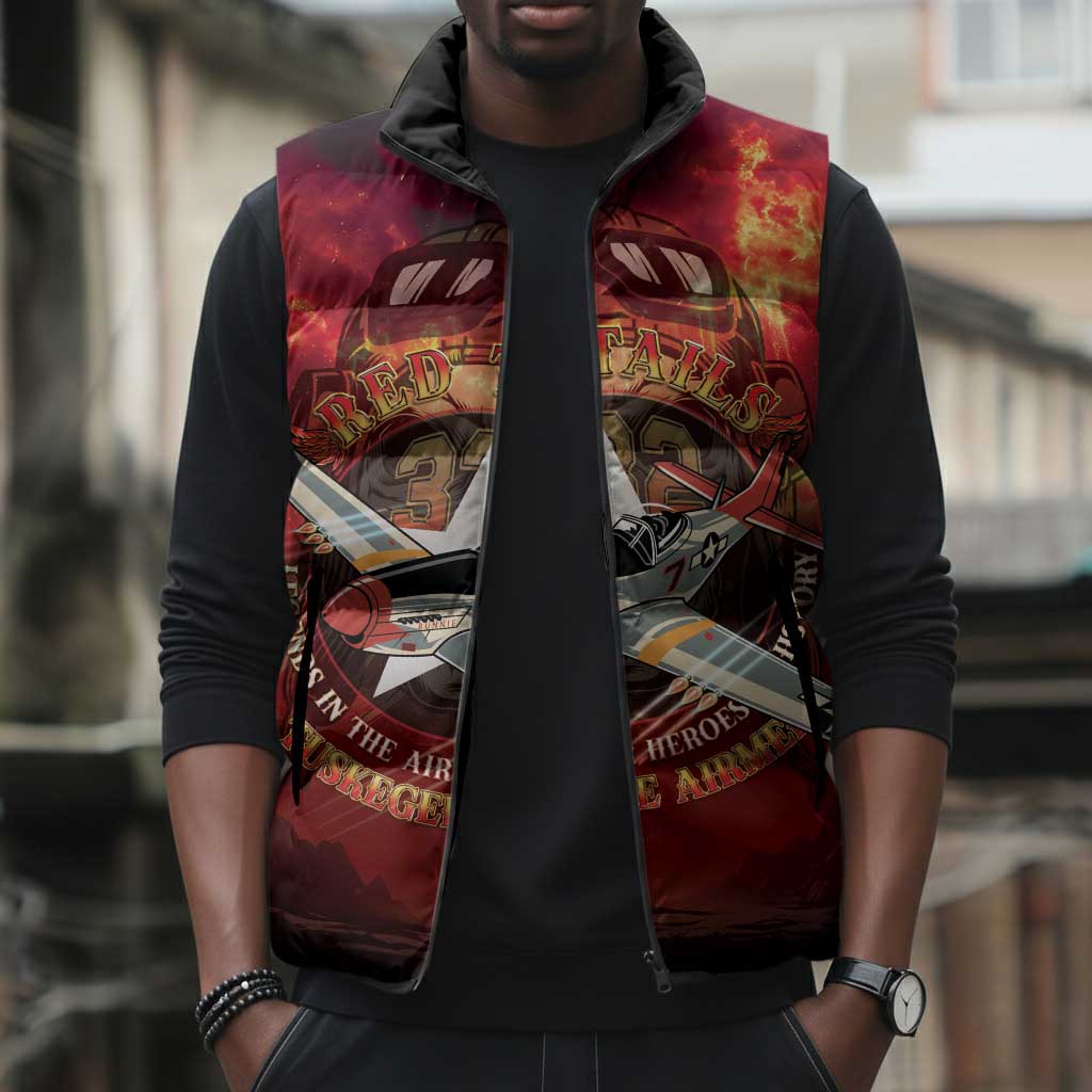 Red Tails Tuskegee Airmen Sleeveless Puffer Jacket Honoring The Legend