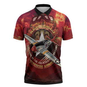 Red Tails Tuskegee Airmen Zipper Polo Shirt Honoring The Legend