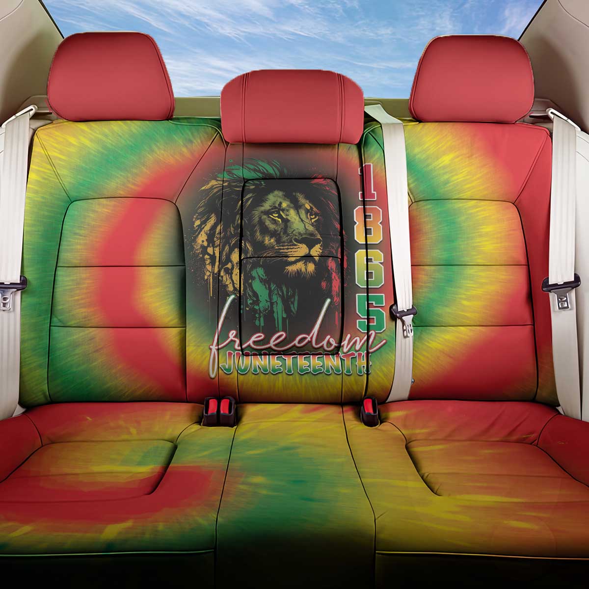 Juneteenth Freedom Day Back Car Seat Cover Reggae Tie Dye Style