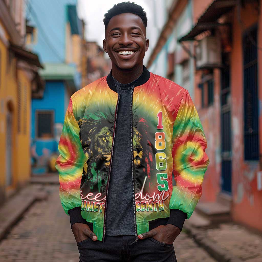 Juneteenth Freedom Day Bomber Jacket Reggae Tie Dye Style