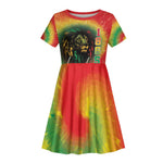 Juneteenth Freedom Day Kid Short Sleeve Dress Reggae Tie Dye Style