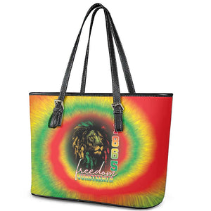 Juneteenth Freedom Day Leather Tote Bag Reggae Tie Dye Style