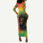 Juneteenth Freedom Day Long Sleeve Bodycon Dress Reggae Tie Dye Style LT05