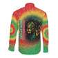 Juneteenth Freedom Day Long Sleeve Button Shirt Reggae Tie Dye Style