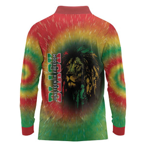 Juneteenth Freedom Day Long Sleeve Polo Shirt Reggae Tie Dye Style