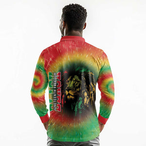 Juneteenth Freedom Day Long Sleeve Polo Shirt Reggae Tie Dye Style