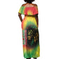 Juneteenth Freedom Day Off Shoulder Maxi Dress Reggae Tie Dye Style
