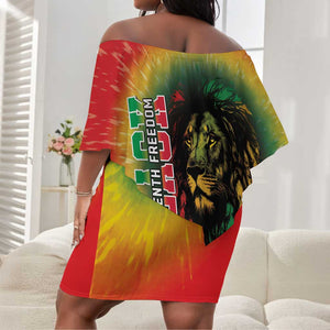 Juneteenth Freedom Day Off Shoulder Short Dress Reggae Tie Dye Style LT05