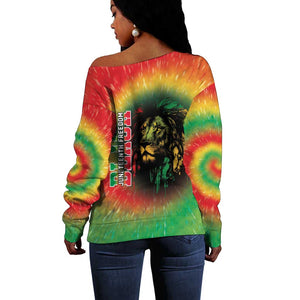 Juneteenth Freedom Day Off Shoulder Sweater Reggae Tie Dye Style