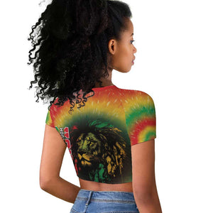 Juneteenth Freedom Day Raglan Cropped T shirt Reggae Tie Dye Style