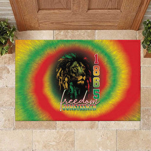 Juneteenth Freedom Day Rubber Doormat Reggae Tie Dye Style