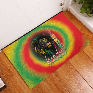 Juneteenth Freedom Day Rubber Doormat Reggae Tie Dye Style