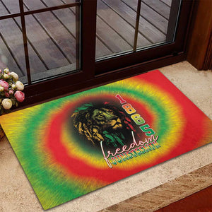 Juneteenth Freedom Day Rubber Doormat Reggae Tie Dye Style