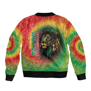 Juneteenth Freedom Day Sleeve Zip Bomber Jacket Reggae Tie Dye Style