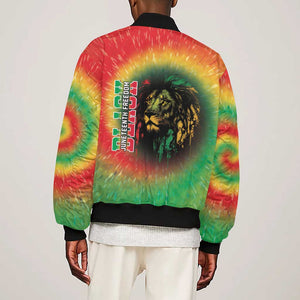 Juneteenth Freedom Day Sleeve Zip Bomber Jacket Reggae Tie Dye Style