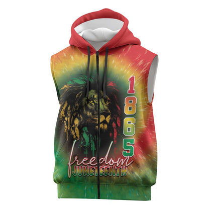 Juneteenth Freedom Day Sleeveless Zip Hoodie Reggae Tie Dye Style - African Pride