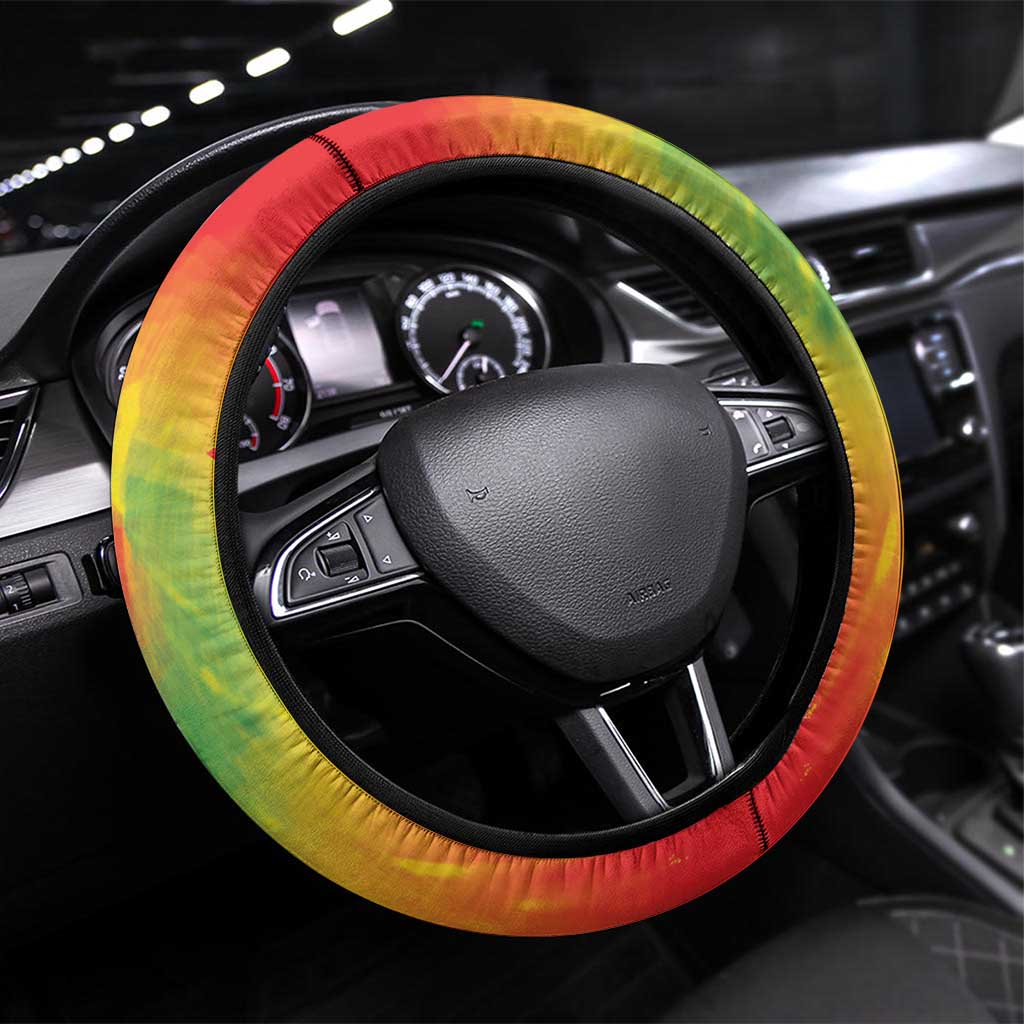 Juneteenth Freedom Day Steering Wheel Cover Reggae Tie Dye Style