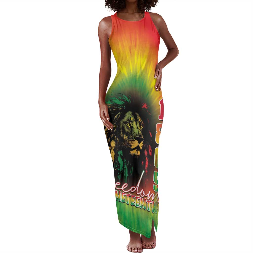 Juneteenth Freedom Day Tank Maxi Dress Reggae Tie Dye Style