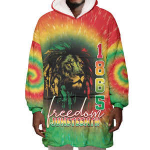 Juneteenth Freedom Day Wearable Blanket Hoodie Reggae Tie Dye Style