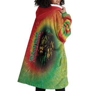 Juneteenth Freedom Day Wearable Blanket Hoodie Reggae Tie Dye Style