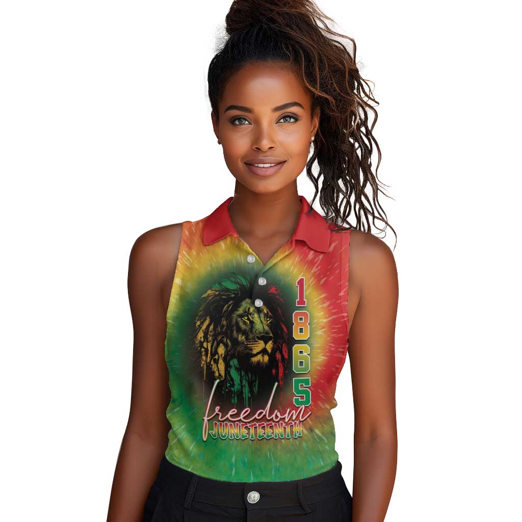 Juneteenth Freedom Day Women Sleeveless Polo Shirt Reggae Tie Dye Style