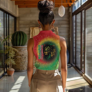 Juneteenth Freedom Day Women Sleeveless Polo Shirt Reggae Tie Dye Style