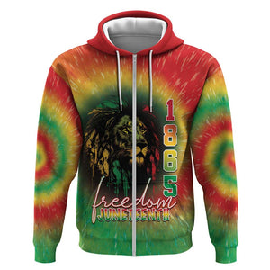 Juneteenth Freedom Day Zip Hoodie Reggae Tie Dye Style