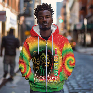 Juneteenth Freedom Day Zip Hoodie Reggae Tie Dye Style